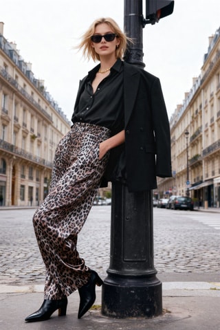 Pantalon wide legs - Marron