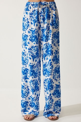Pantaloni relaxed - Ecrù e blu