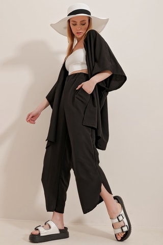 Kimono e pantaloni 7/8 - Nero