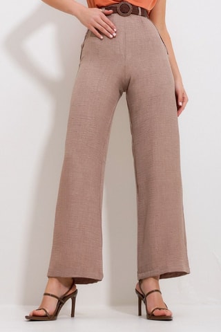 Pantaloni a vita alta - Marrone
