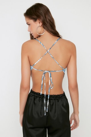 Crop top - Blanc et bleu
