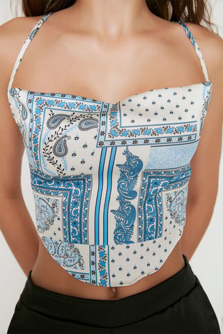 Crop top - Blanc et bleu