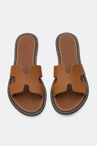 Ciabatte in pelle  - Marrone