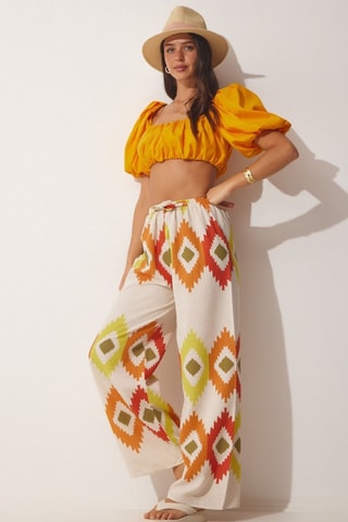 Pantalon palazzo en lin - Jaune
