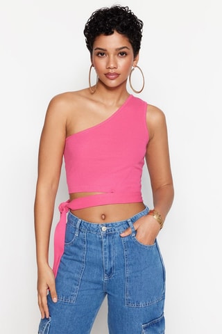 Crop top asymétrique - Rose