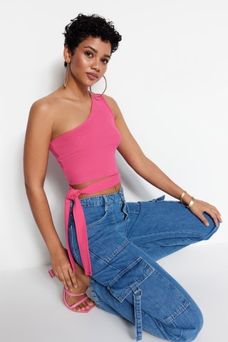 Crop top asymétrique - Rose