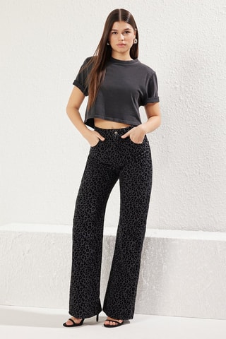 Jeans wide legs a vita alta - Nero