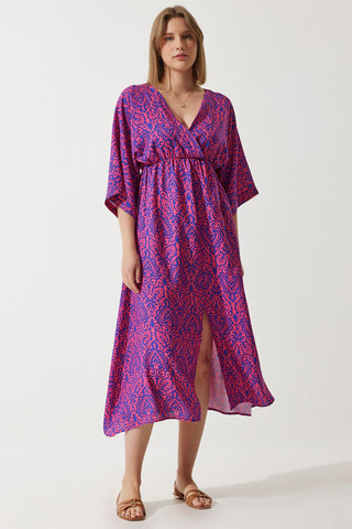 Abito midi - Rosa scuro e blu