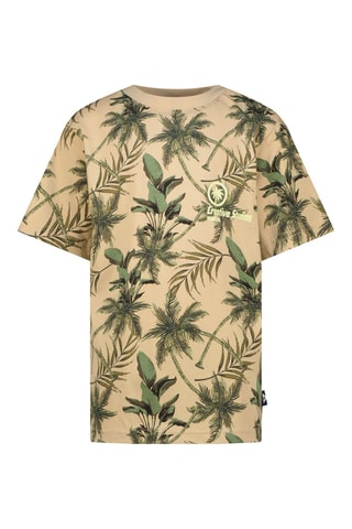 T-shirt - Noir, beige et vert