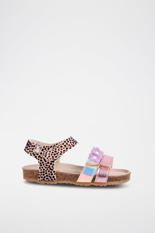 Sandales - Noir, beige, bleu et rose