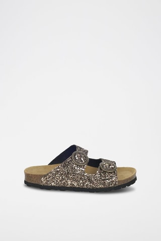 Mules cuir 
Noir - Noir et doré