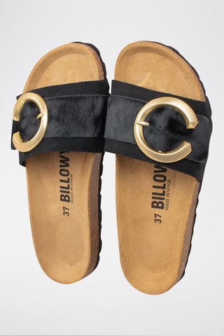 Mules en cuir - Noir - Doré et noir