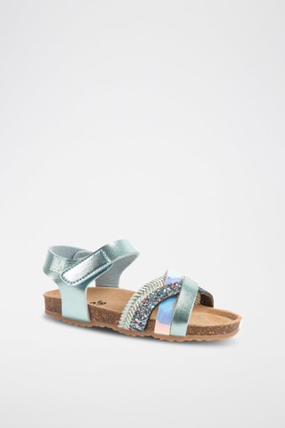 Sandales en cuir Rosso - Bleu, vert, marron et argenté