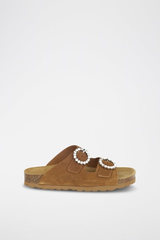 Mules en nubuck Marron - Beige, marron et argenté