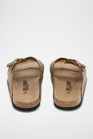 Mules en cuir - Kaki - Noir, vert et marron