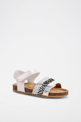 Sandales - Blanc, noir, rose et argenté