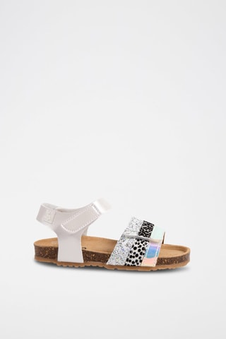 Sandales - Blanc, noir, rose et argenté