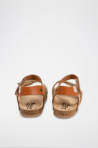 Sandales en cuir - Noir, beige, marron et doré