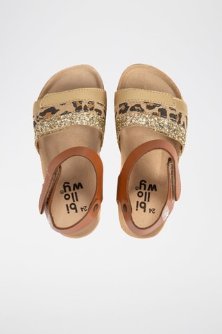 Sandales en cuir - Noir, beige, marron et doré