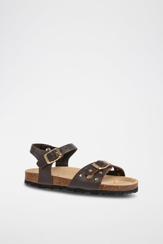 Sandales en cuir - Doré et marron