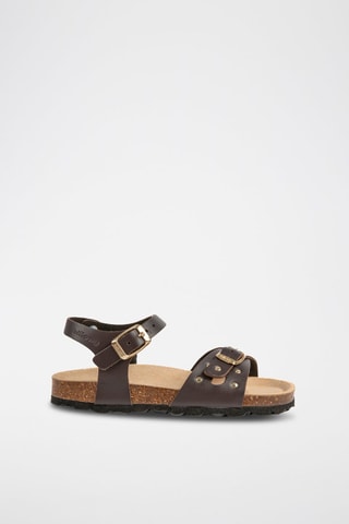 Sandales en cuir - Doré et marron