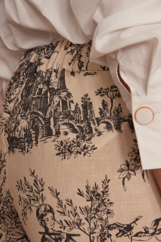 Pantalón ancho de lino - Negro y blanco