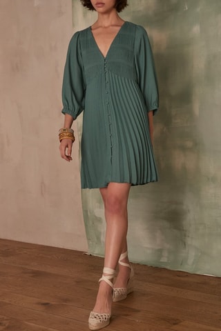Vestido evasé - Azul pato