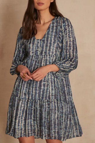 Vestido trapecio - Celeste y azul marino