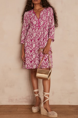 Vestido evasé - Fucsia