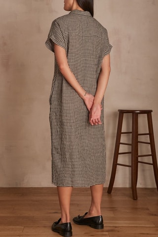 Vestido camisero de lino - Negro