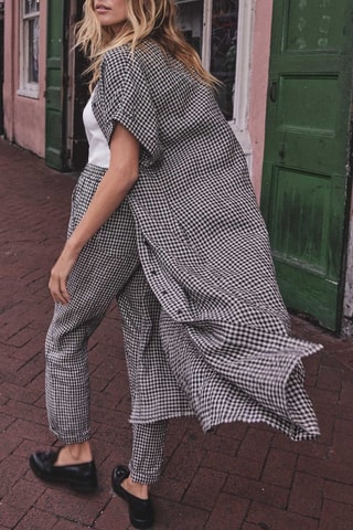 Vestido camisero de lino - Negro