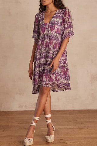 Vestido evasé - Fucsia