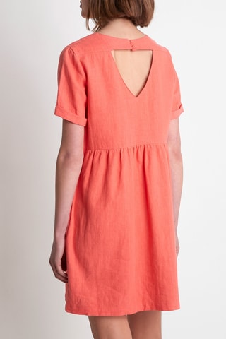 Vestido recto de lino - Coral