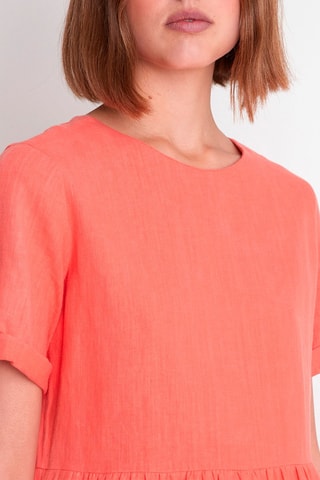 Vestido recto de lino - Coral