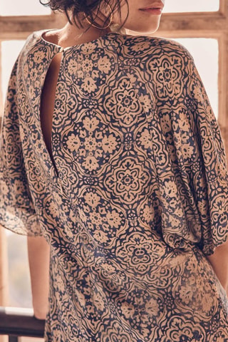 Vestido largo - Crudo y azul rey