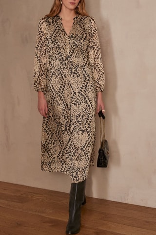 Vestido evasé - Crudo y negro