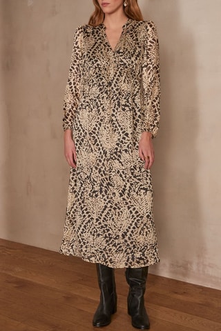 Vestido evasé - Crudo y negro