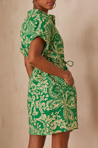 Vestido camisero de lino - Verde