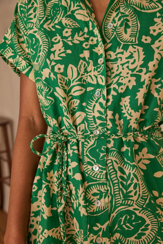 Vestido camisero de lino - Verde
