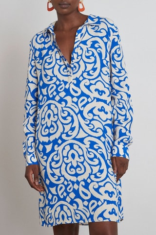 Vestido recto - Azul y blanco