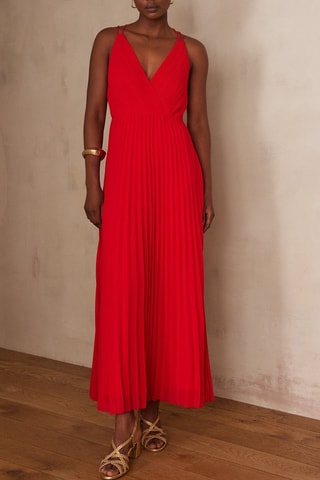 Vestido plisado - Rojo