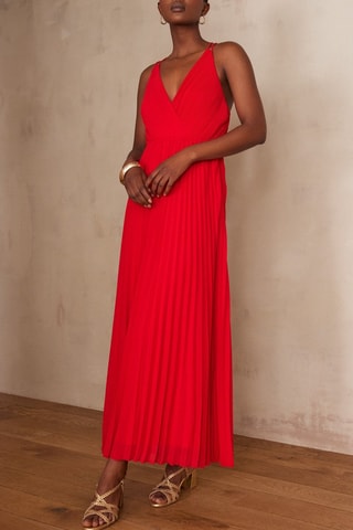 Vestido plisado - Rojo