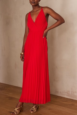 Vestido plisado - Rojo
