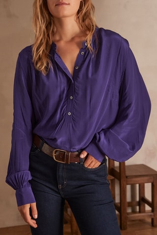 Camisa efecto doble prenda - Violeta