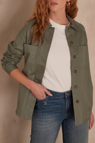 Sobrecamisa de lino - Caqui