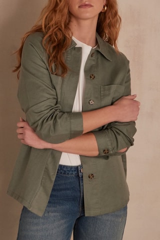 Sobrecamisa de lino - Caqui