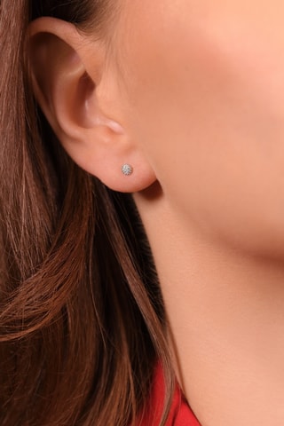 Puces Round Stud - Or blanc et diamants