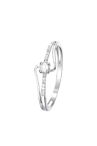 Anel solitário Beauté Discrète Ouro branco e diamantes