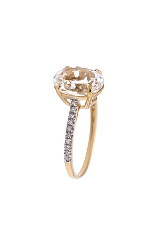 Anel Héra Ouro amarelo, diamantes e topázio branco