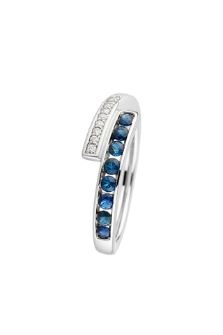 Bague Lanis - Or blanc, saphirs et diamants